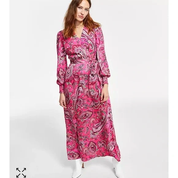 chinese dress ladies First Love Paisley Print Tie-Back Long Sleeve Maxi Dress – Blue Hawthorn  Boutique main image 1